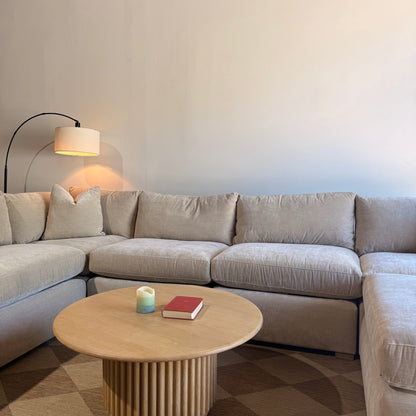 Brook Grand Corner Sectional + Ottoman in Milano Sand Velvet — Kindred Couches