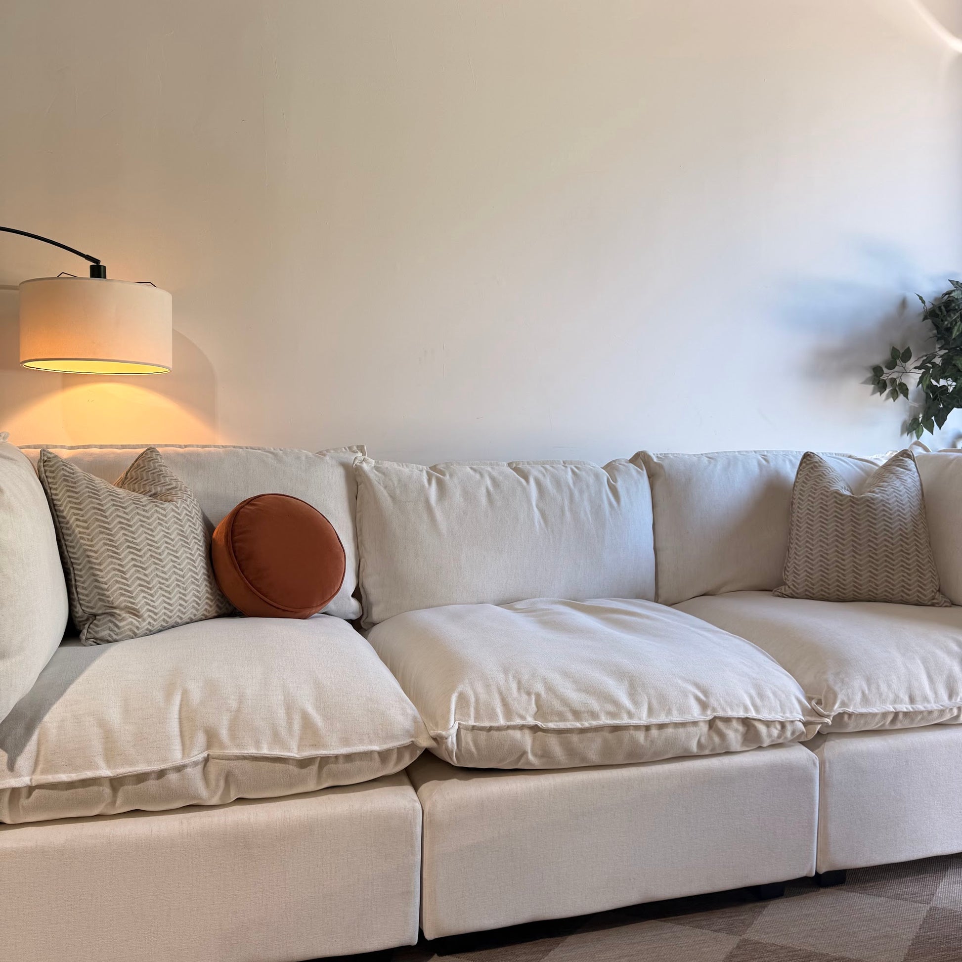 Albany Park Kova Sofa 122 + Double Storage Ottoman in Sand Basketweave