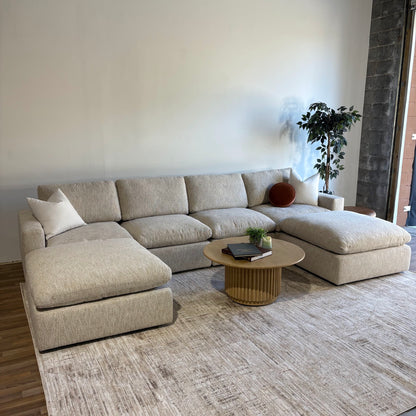 Cypress Double Chaise in Oatmeal Basketweave, left view