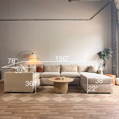 Brook U-Shape Enclosed Sectional - Milano Velvet