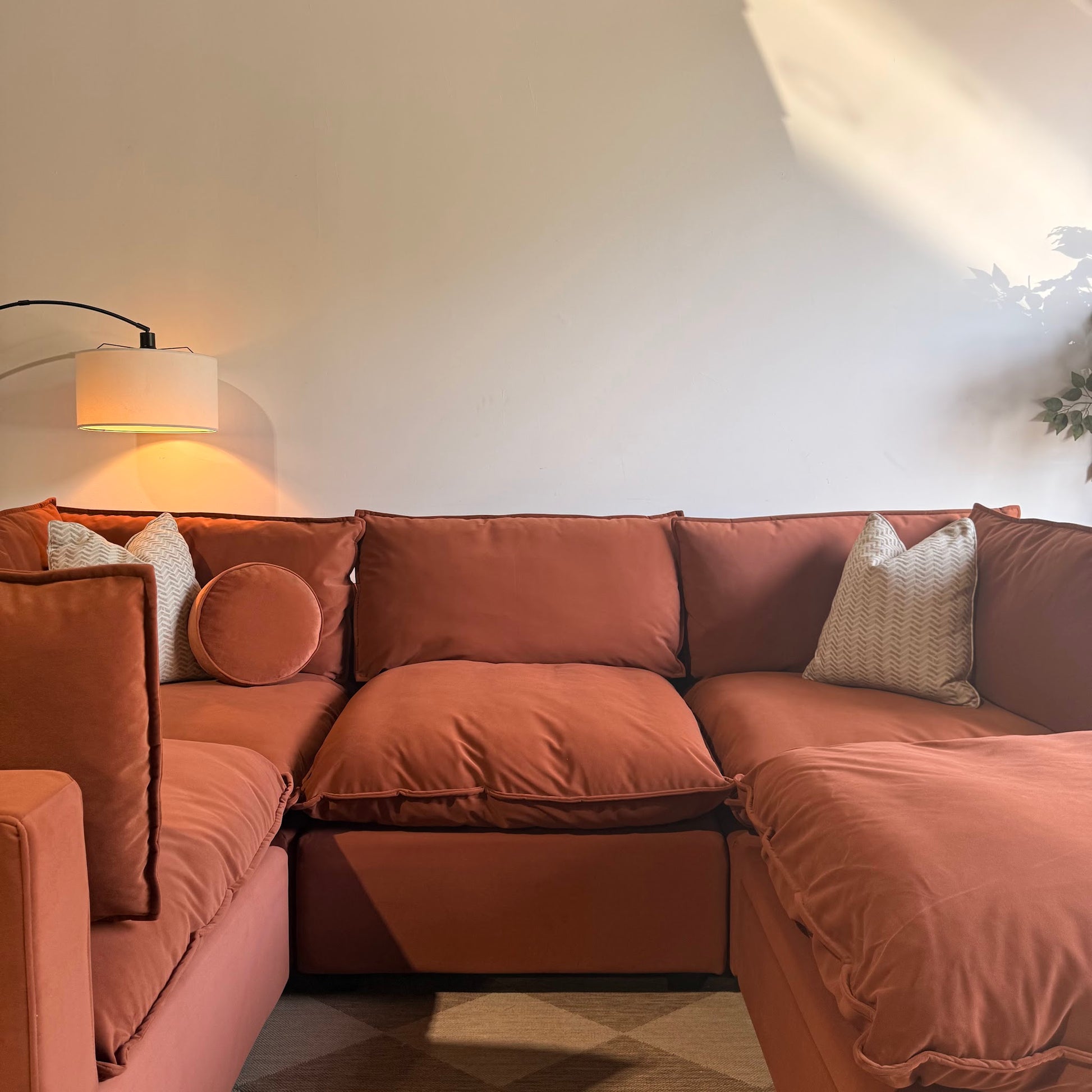Albany Park Kova Enclosed L-Shape in Rust Velvet