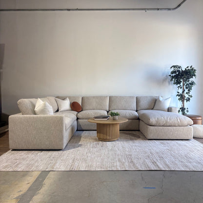 Cypress Grand Corner + Ottoman in Oatmeal Basketweave, front view