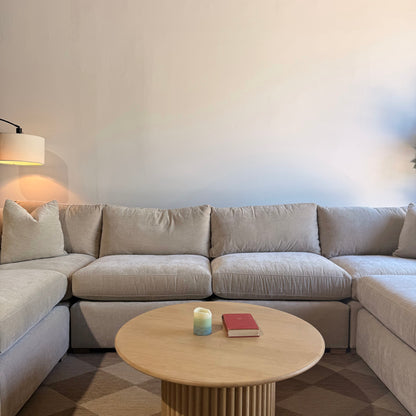 Brook Grand Corner Sectional + Ottoman in Milano Sand Velvet — Kindred Couches