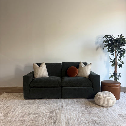 Cypress Loveseat in Velvet Forest Green, front view