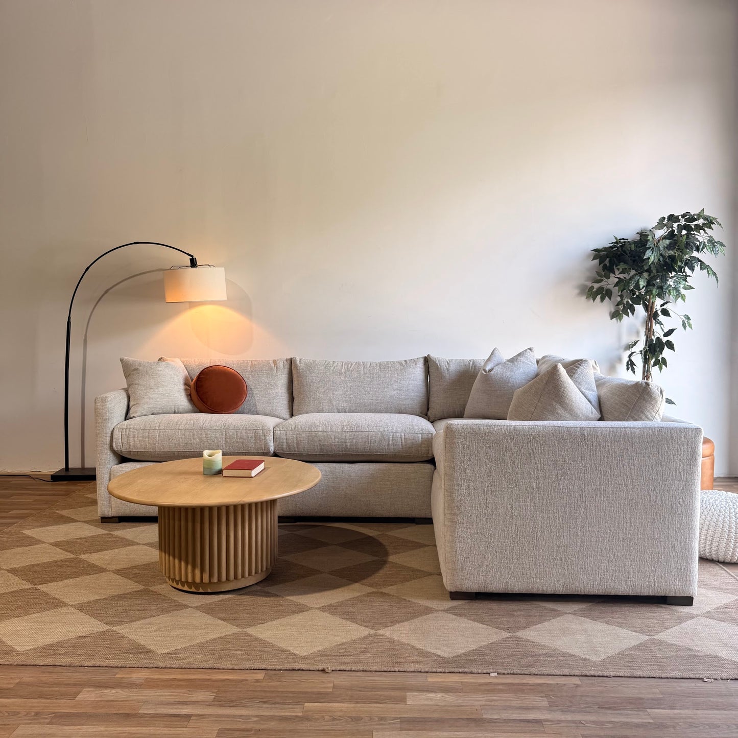 Brook L-Shape Enclosed Sectional in Anquilla Ivory Performance Chenille — Kindred Couches