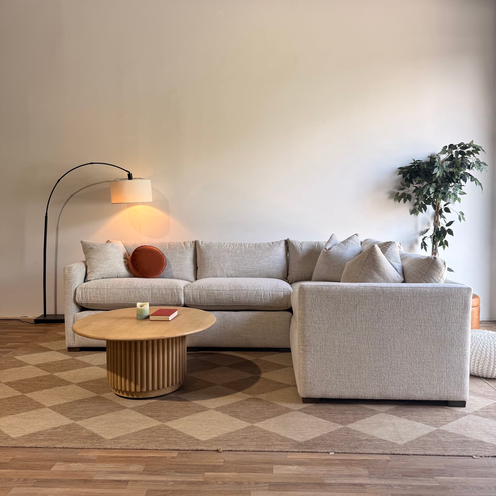 Brook L-Shape Enclosed Sectional in Anquilla Ivory Performance Chenille — Kindred Couches
