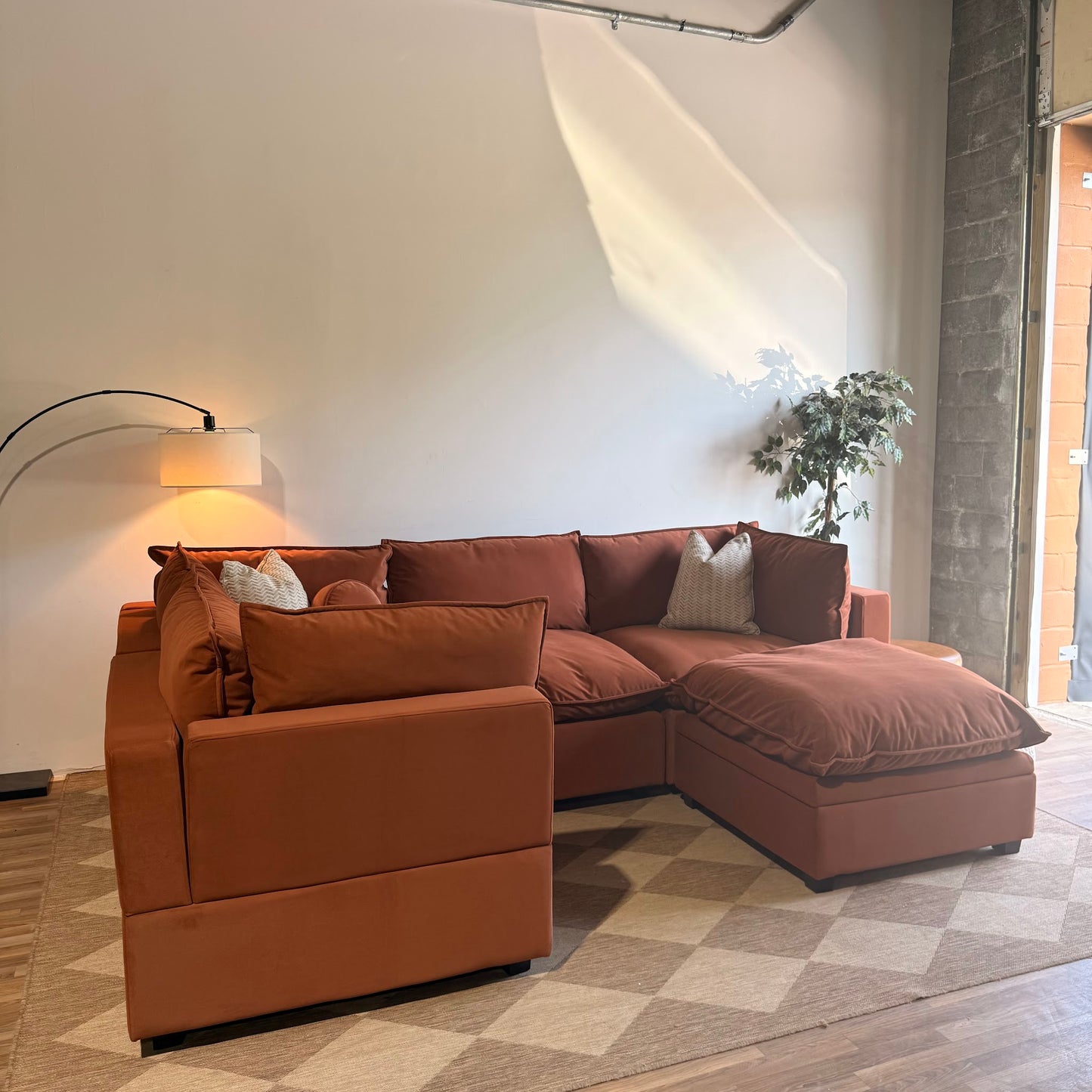 Albany Park Kova Enclosed L-Shape in Rust Velvet