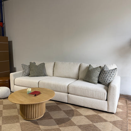 Oak Sofa in Performance Snow Boucle by Kindred Couches