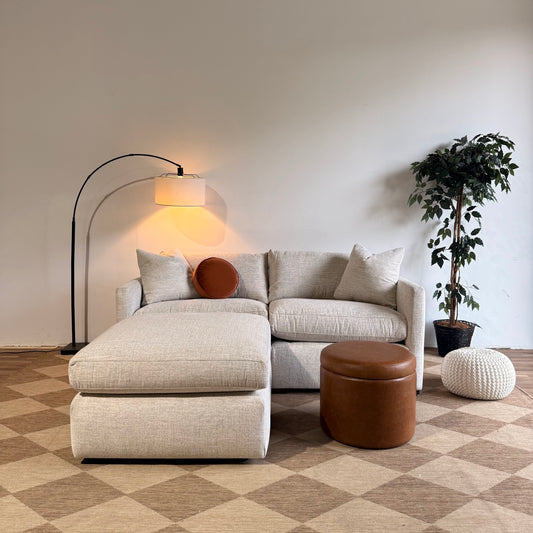 Brook Loveseat + Ottoman in Anquilla Ivory Performance Chenille — Kindred Couches