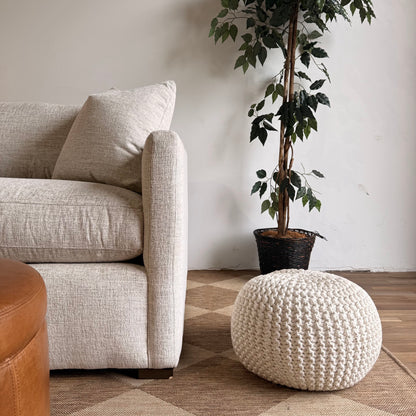 Brook Sofa + Ottoman in Anquilla Ivory Performance Chenille — Kindred Couches