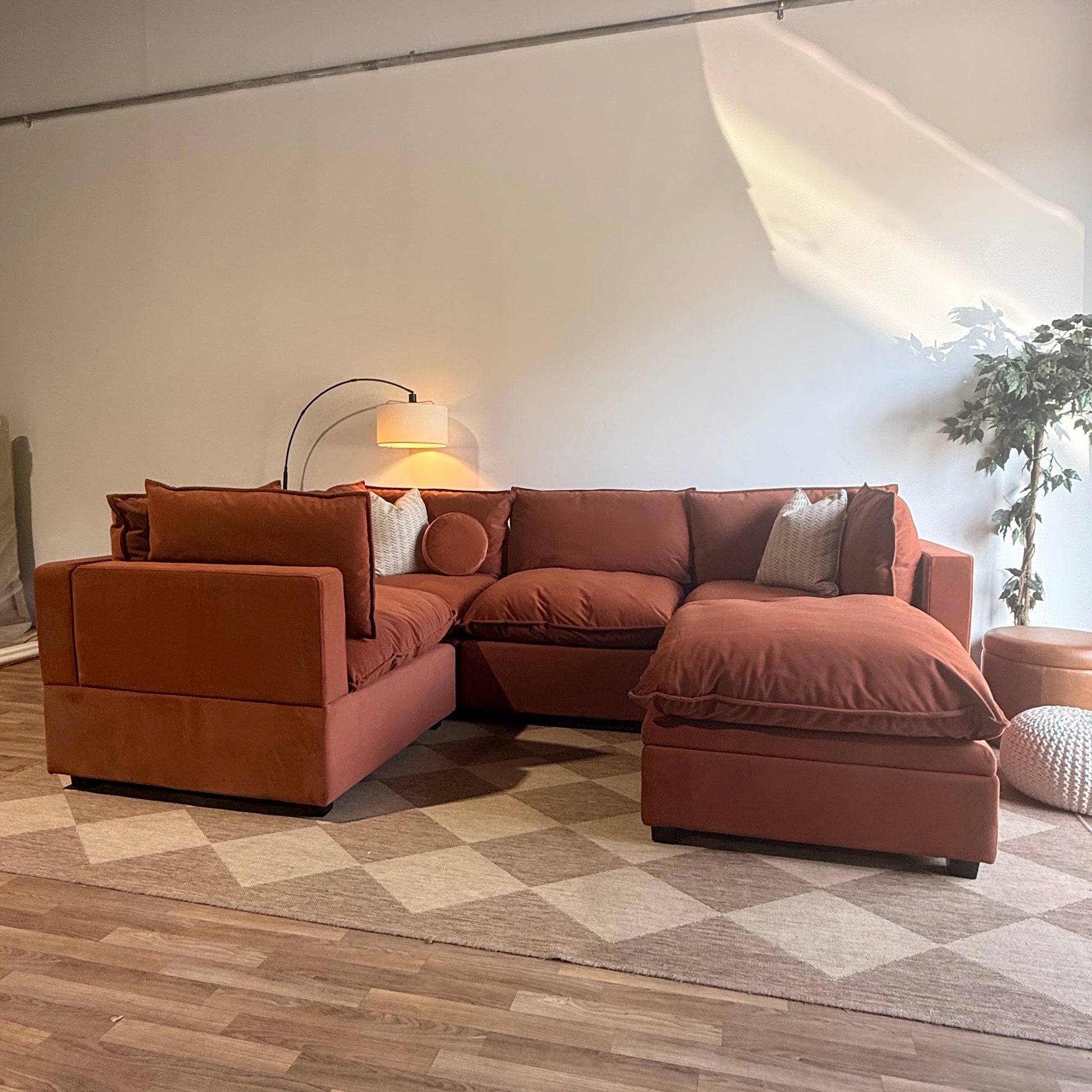 Albany Park Kova Enclosed L-Shape in Rust Velvet