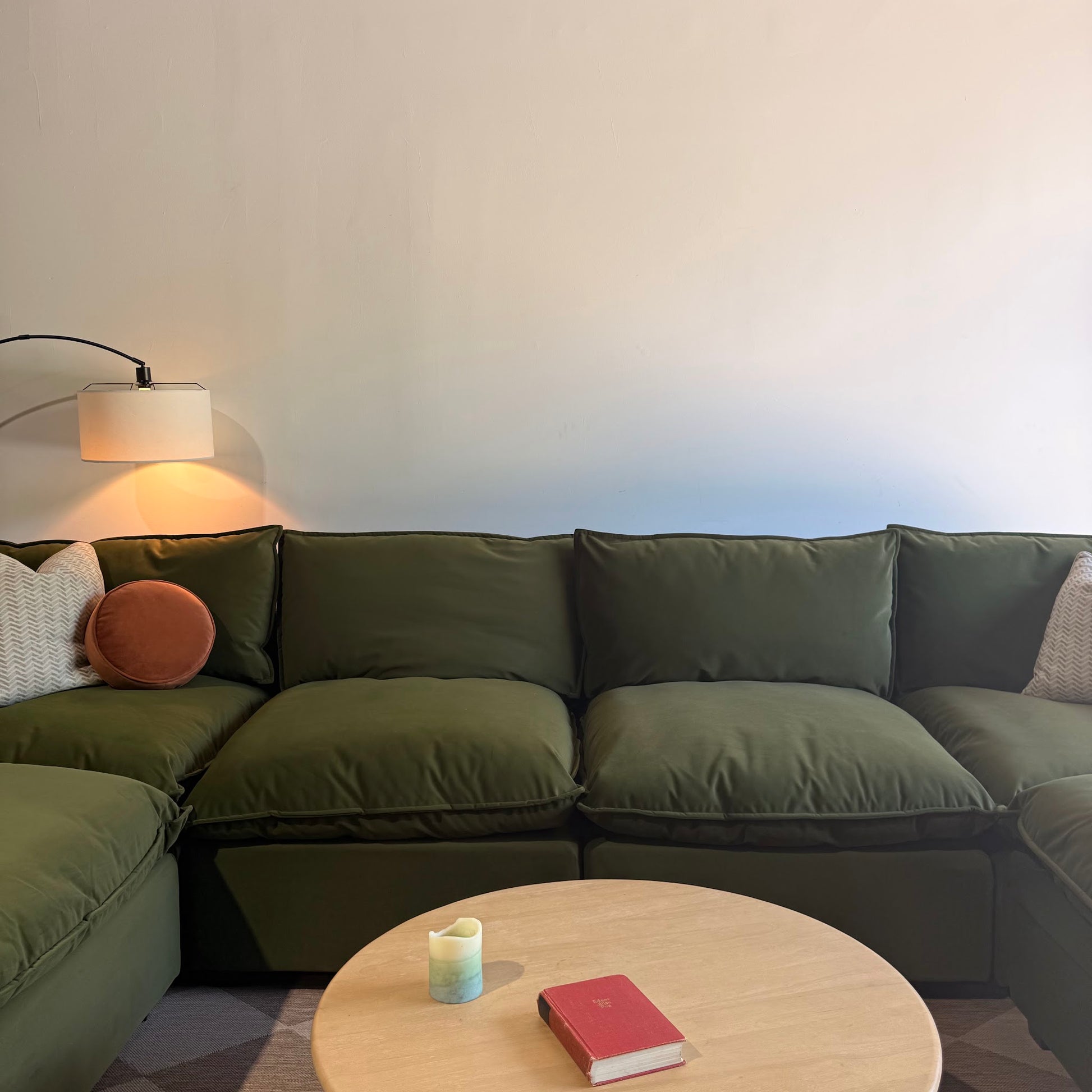 Albany Park Kova Grand Corner Sectional in Olive Velvet