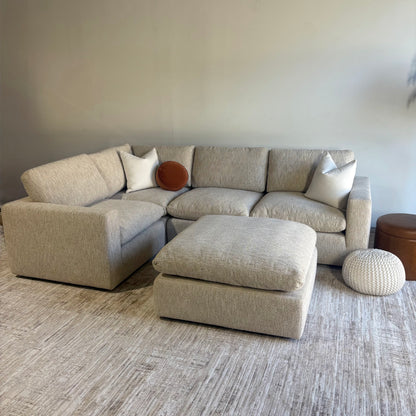 Cypress L-Shape Enclosed + Ottoman in Oatmeal Basketweave, right view
