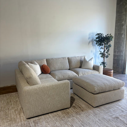 Cypress L-Shape Enclosed + Ottoman in Oatmeal Basketweave, left view