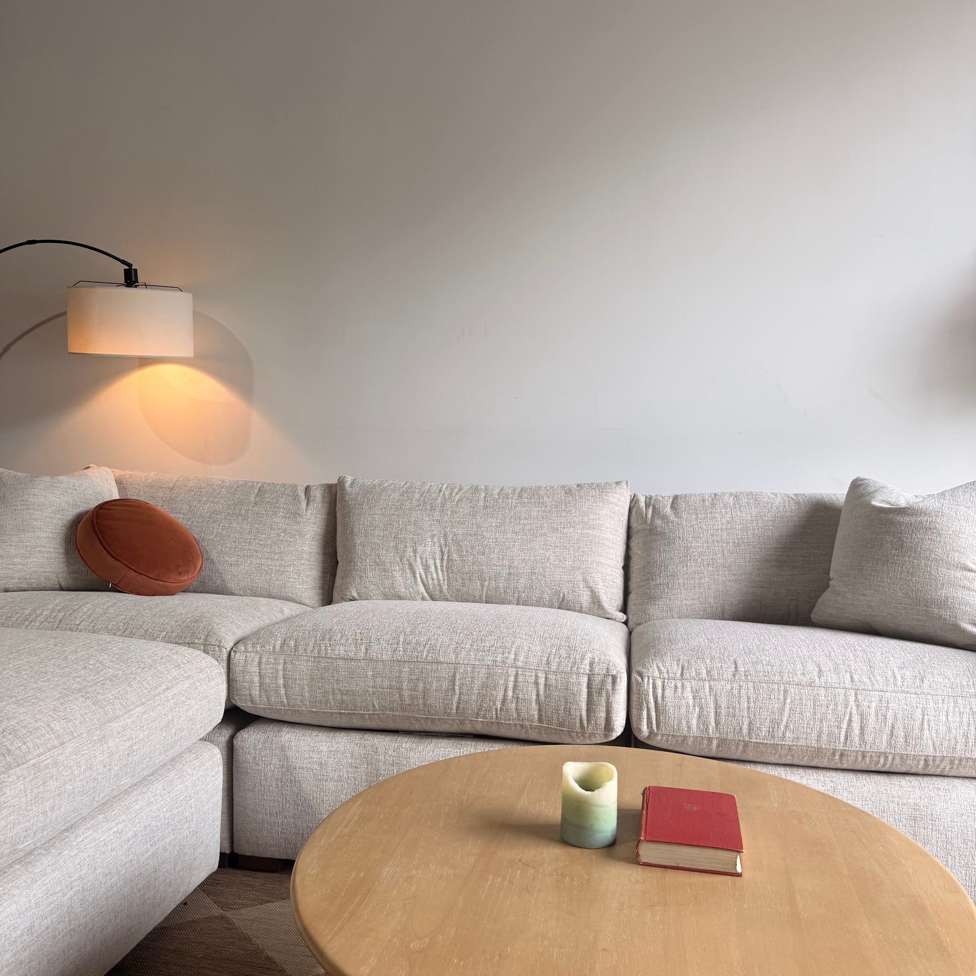 Brook Sofa + Ottoman in Anquilla Ivory Performance Chenille — Kindred Couches