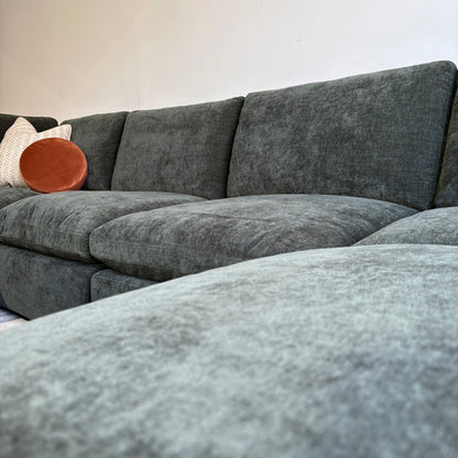 Cypress U-Shape Enclosed in Velvet Forest Green, fabric detail