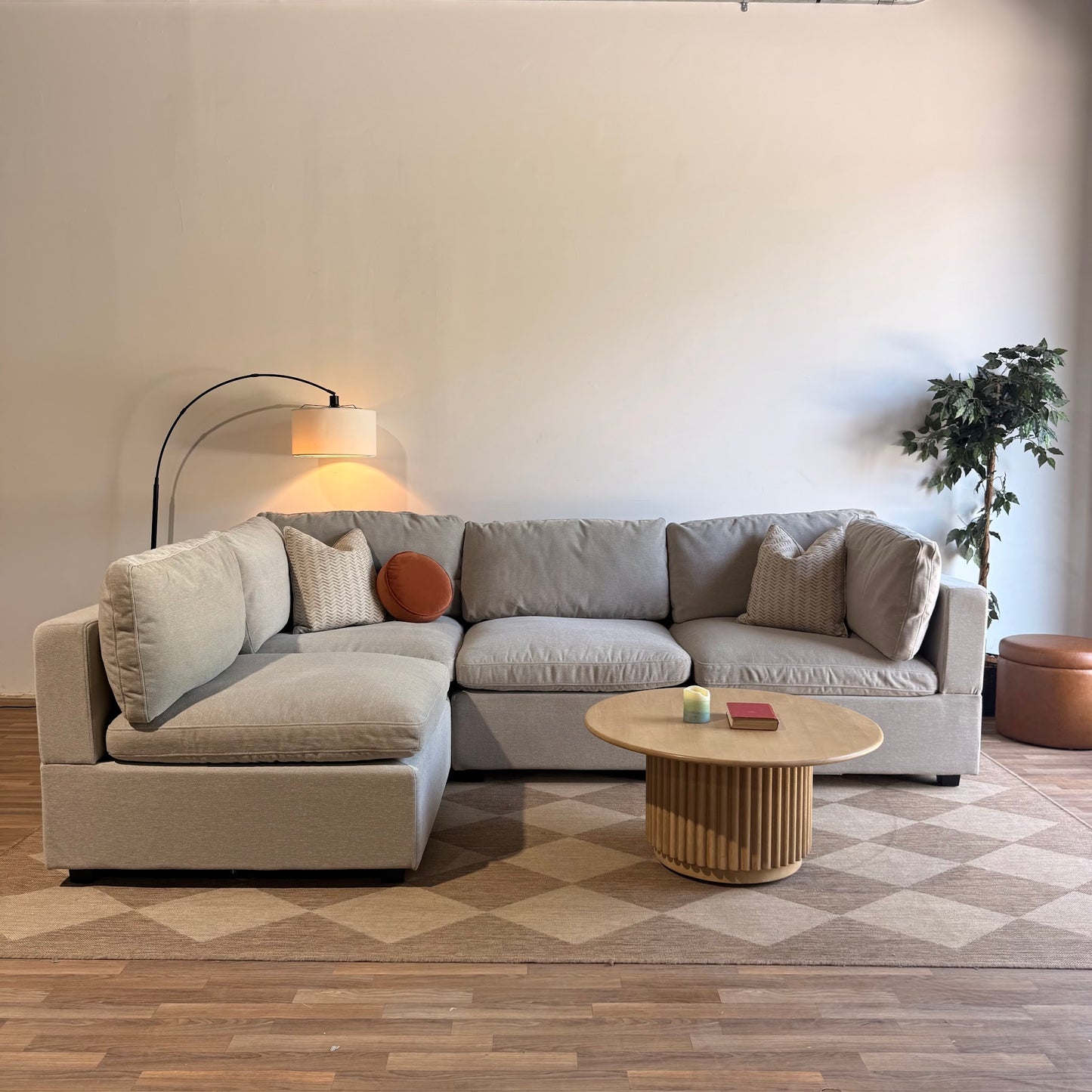 Albany Park Kova Box Cushion L-Shape in Oatmeal Chenille