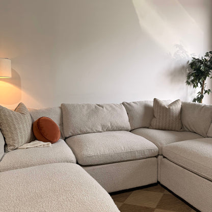 Albany Park Kova Box Cushion L-Shape Grand Corner in Alabaster Bouclé