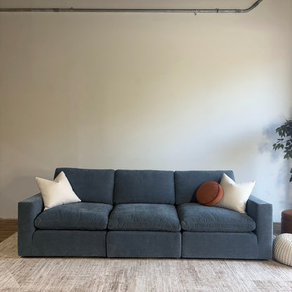 Cypress Sofa in Velvet Opal Blue, front view