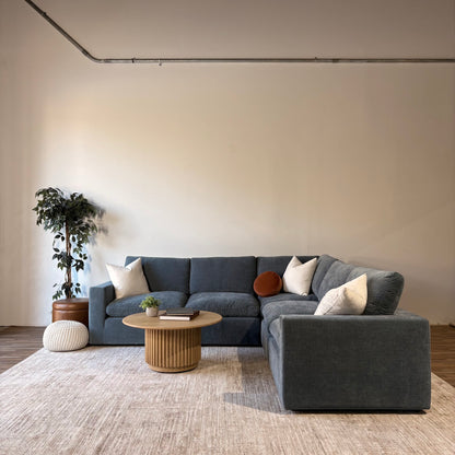 Cypress Corner Sectional in Velvet Opal Blue, reversed layout