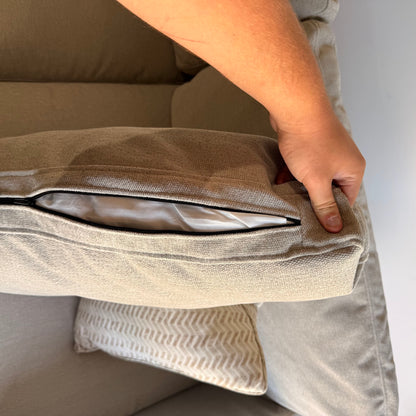 Albany Park Kova Box Cushion L-Shape + Ottoman in Oatmeal Chenille