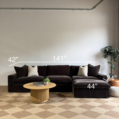 Woodland Sofa with Slim Ottoman dimensions