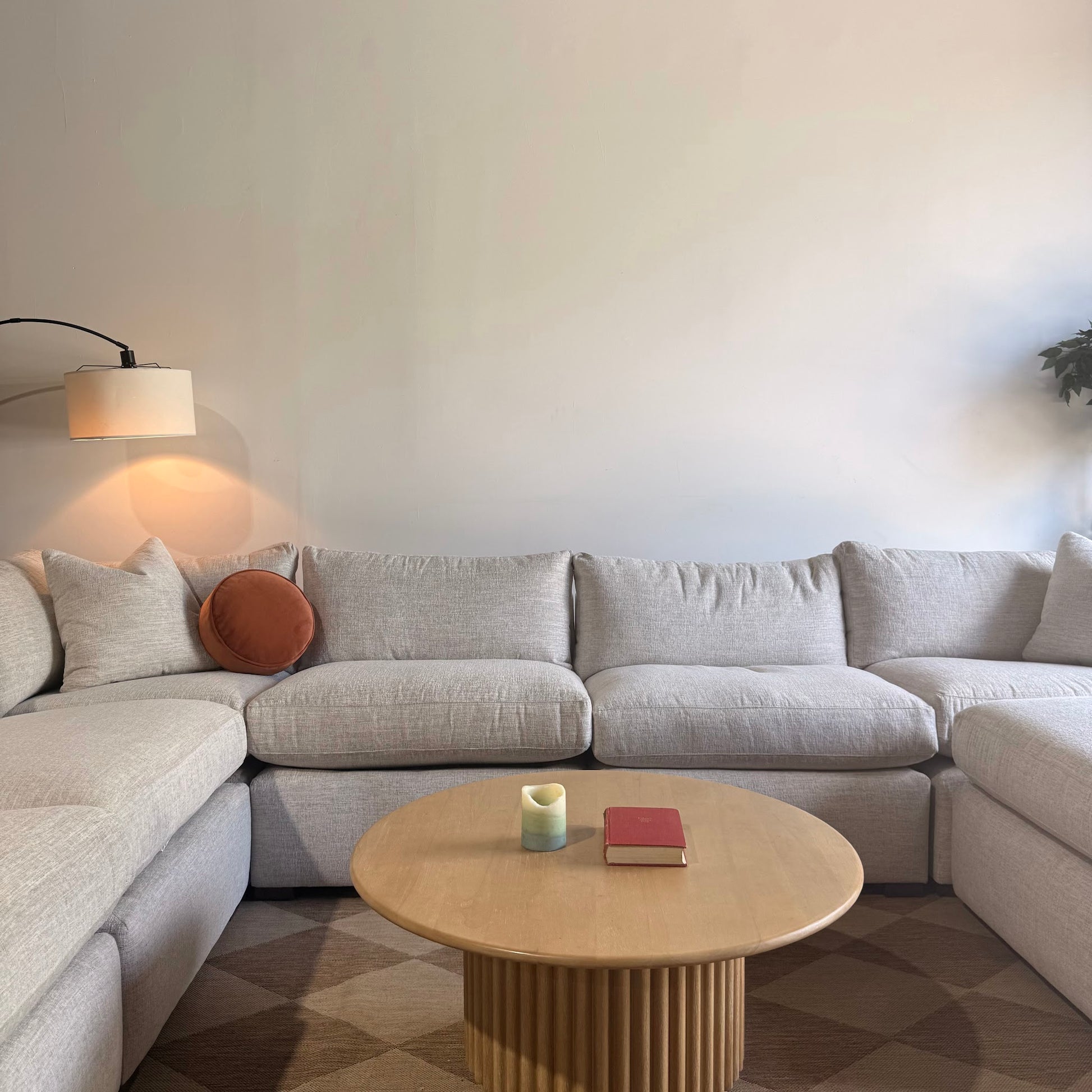 Brook Grand Corner Sectional + Ottoman in Anquilla Ivory Performance Chenille — Kindred Couches