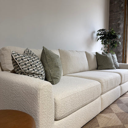Oak Sofa in Performance Snow Boucle by Kindred Couches