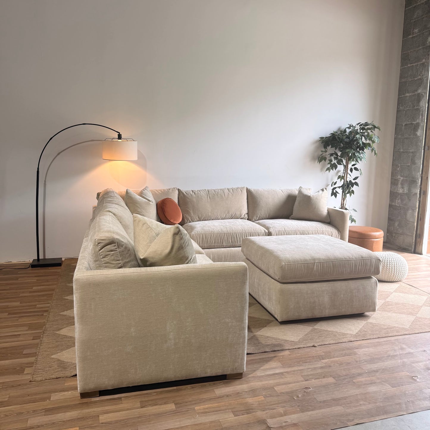 Brook Corner Sectional + Ottoman - Milano Velvet