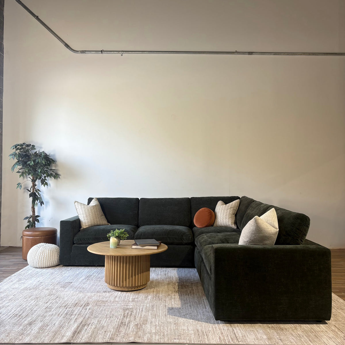 Cypress Corner Sectional in Velvet Forest Green, reversed layout