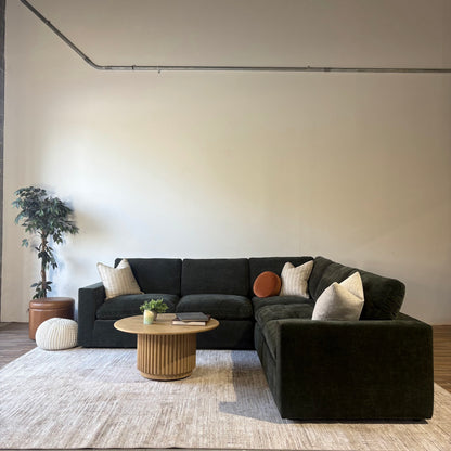 Cypress Corner Sectional in Velvet Forest Green, reversed layout