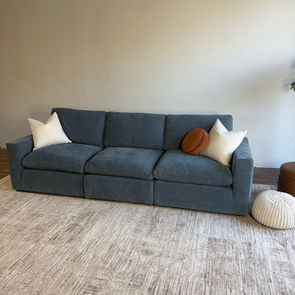 Cypress Sofa in Velvet Opal Blue, angled view