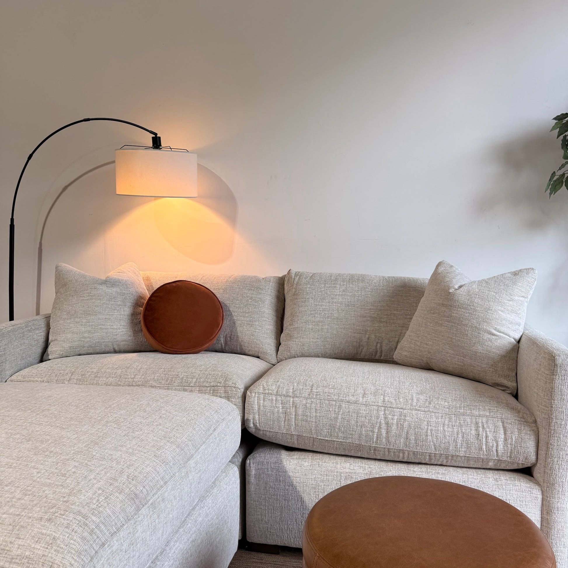 Brook Loveseat + Ottoman in Anquilla Ivory Performance Chenille — Kindred Couches