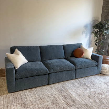 Cypress Sofa in Velvet Opal Blue, left view
