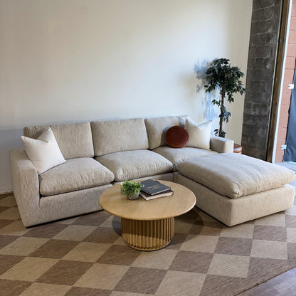 Cypress Sofa + Ottoman in Oatmeal Basketweave, left view