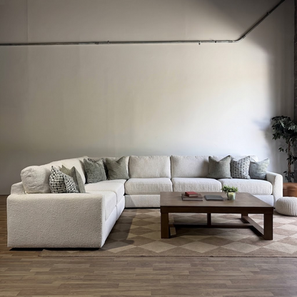 Oak Grand Corner Sectional in Performance Snow Boucle by Kindred Couches