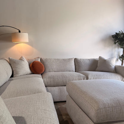 Brook Corner Sectional + Ottoman - Anquilla Chenille