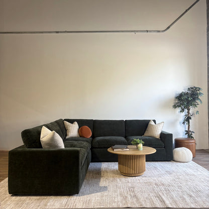 Cypress Corner Sectional in Velvet Forest Green, front view