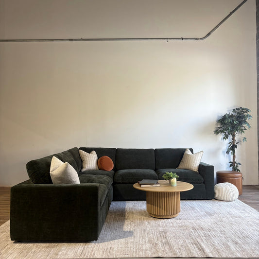 Cypress Corner Sectional in Velvet Forest Green, front view