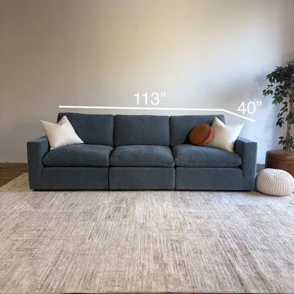 Cypress Sofa in Velvet Opal Blue, dimensions
