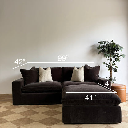 Woodland Loveseat with Classic Ottoman dimensions