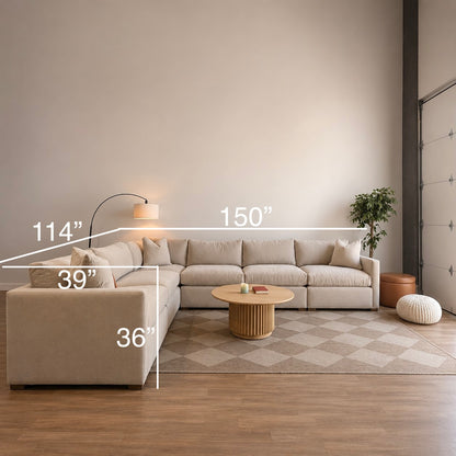 Brook Grand Corner Sectional in Milano Sand Velvet — Kindred Couches