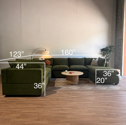 Albany Park Kova Grand Corner Sectional in Olive Velvet