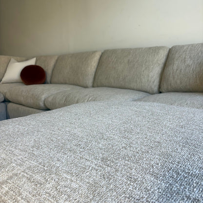 Cypress Grand Corner + Ottoman in Oatmeal Basketweave, fabric detail