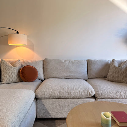 Albany Park Kova Box Cushion L-Shape Corner Sectional in Alabaster Bouclé