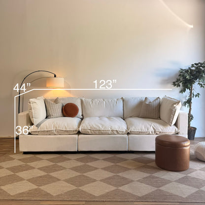 Albany Park Kova Sofa 122 + Double Storage Ottoman in Sand Basketweave