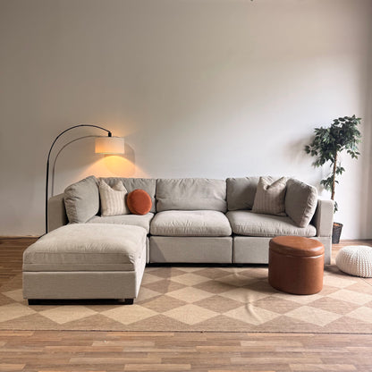 Albany Park Kova Sofa 122 + Ottoman in Oatmeal Chenille