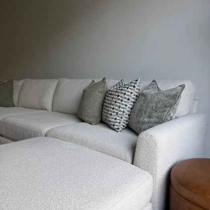 Oak U-Shape Enclosed in Performance Snow Boucle by Kindred Couches