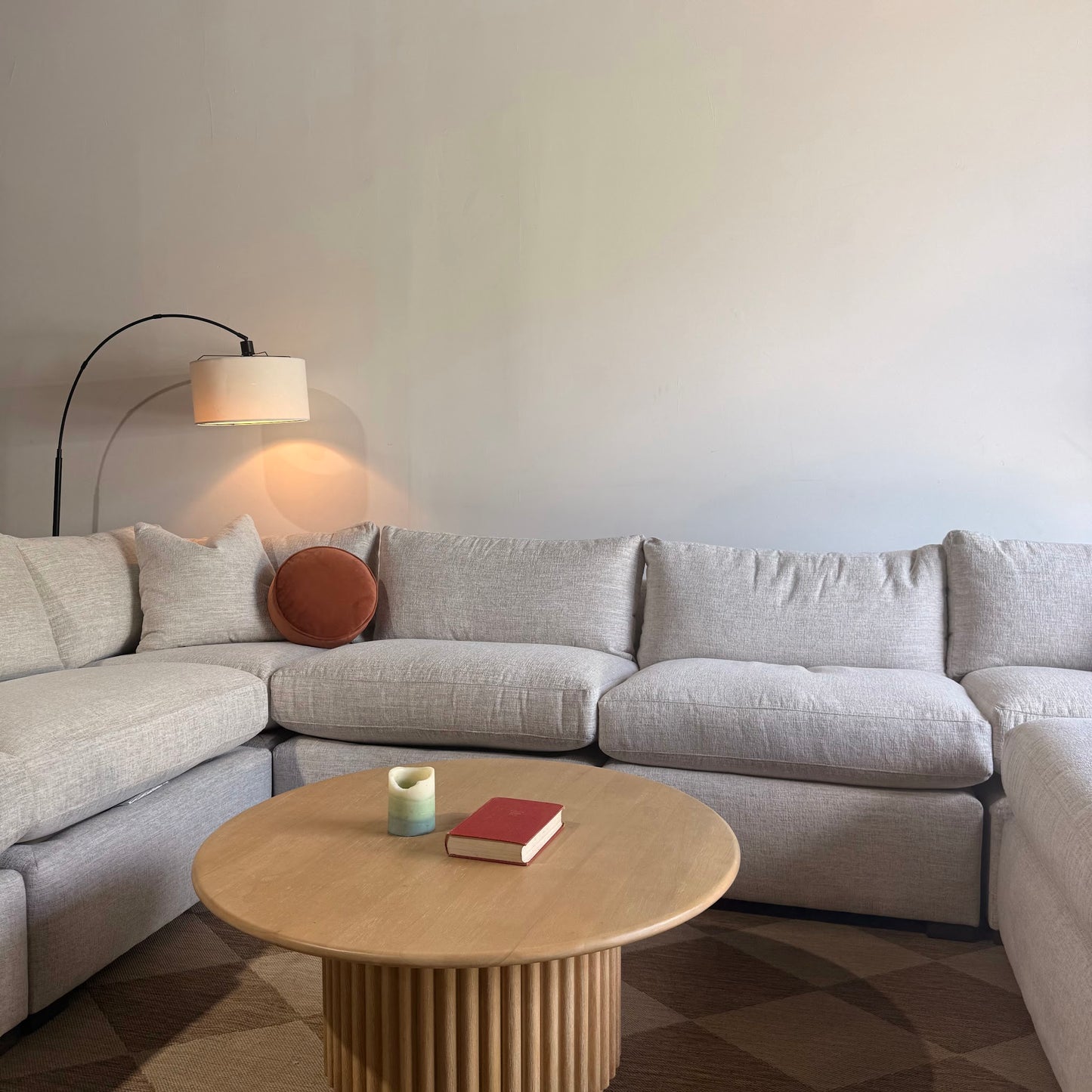 Brook Grand Corner Sectional + Ottoman in Anquilla Ivory Performance Chenille — Kindred Couches