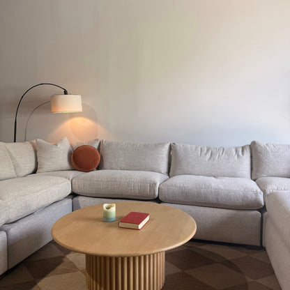 Brook Grand Corner Sectional + Ottoman in Anquilla Ivory Performance Chenille — Kindred Couches